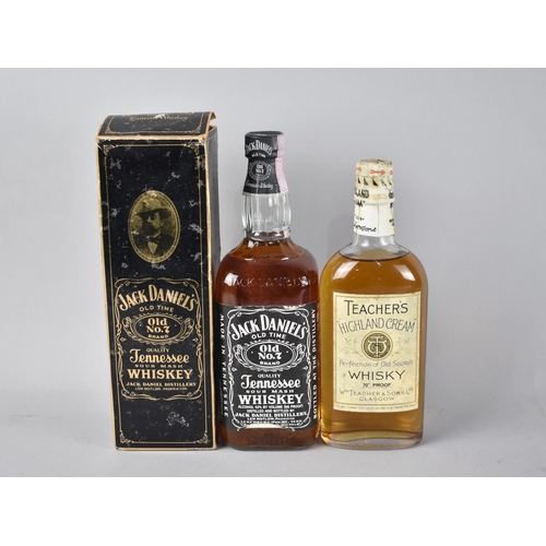 145 - A Single Bottle of Jack Daniels Old No 7 Brand Sour Mash Whiskey together with a Bottle of Teachers ... 