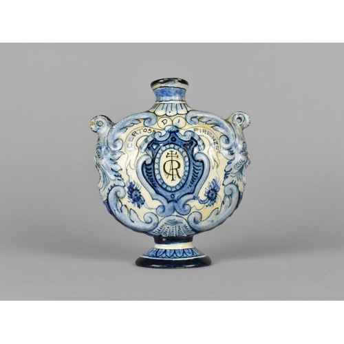 150 - An Italian Blue and White Majolica 'Certosa Firenze' Two Handled Flask with Armorial Design of The E... 