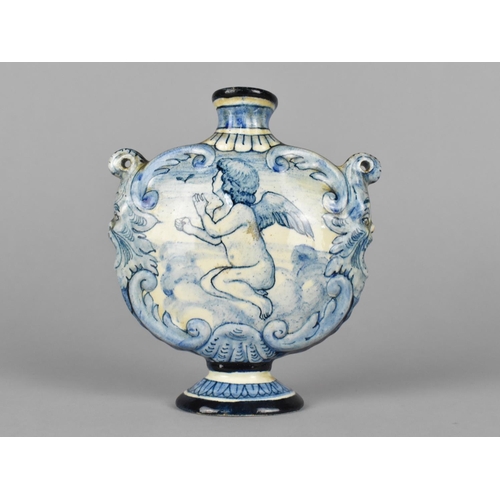 150 - An Italian Blue and White Majolica 'Certosa Firenze' Two Handled Flask with Armorial Design of The E... 