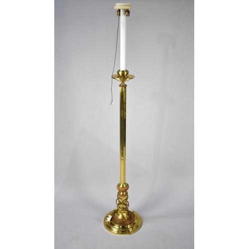 152 - A Modern Brass Standard Lamp with Octagonal Support and Circular Base