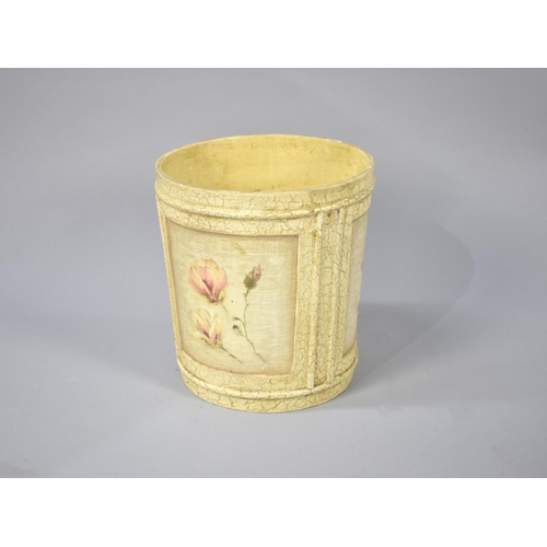 155 - A Modern Cream Painted and Floral Panelled Waste Bin, 26cms Diameter and 29cms High