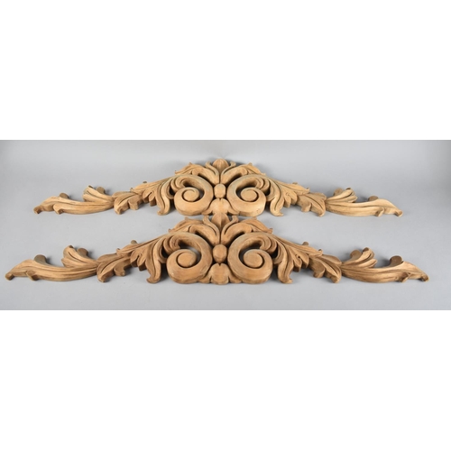 168 - A Pair of Modern Carved and Pierced Wooden Mounts, 92.5cms Wide