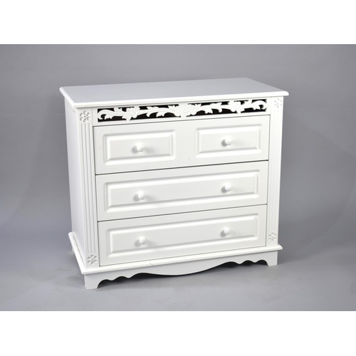 174 - A Modern Chest of Three Long Drawers, Pierced Top Rail, 80cms Wide