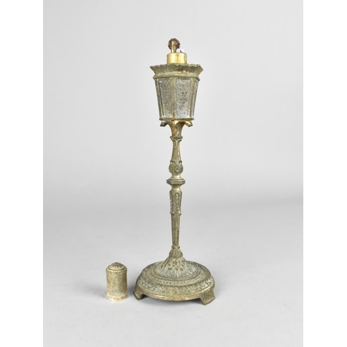 18 - A Novelty Desktop Lighter in the Form of an Ornate Street Lamp on Circular Base, 24cms High