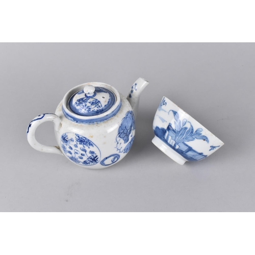 180 - A Japanese Blue and White Teapot and Tea Bowl