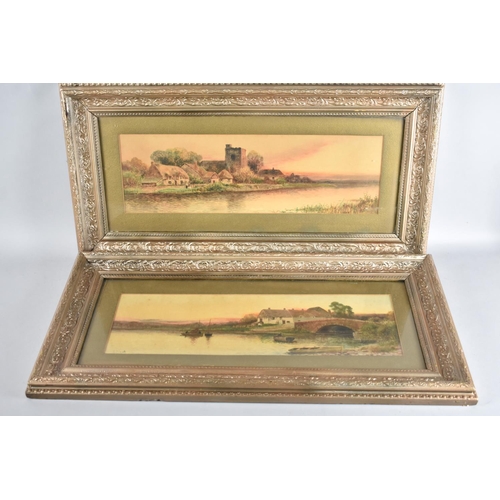 186 - A Pair of Gilt Framed Prints Depicting River Scenes after A Clifford, 52x16cms