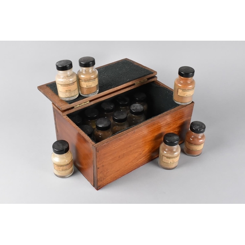 2 - A Wooden Pharmacognosy Box Containing Fifteen Glass Jars with Various Herbs and Medicinal Spices, 27... 