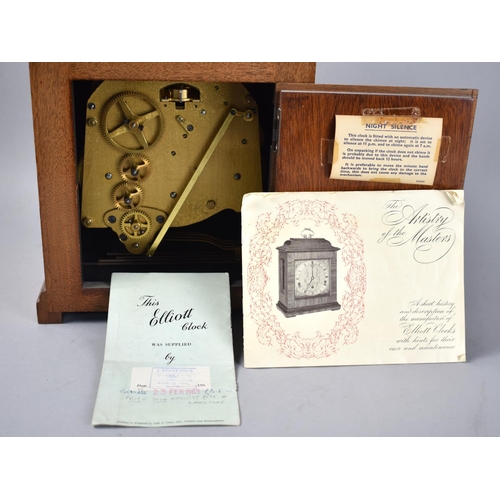 20 - A Mid 20th Century Elliott Westminster Chime Mantel Clock, Working Order, with Instruction Leaflet a... 