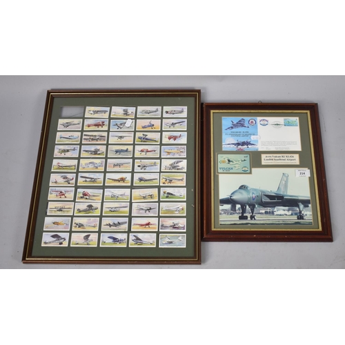 214 - A Framed Part Set of Players Cigarette Cards, Aeroplanes together with a Framed Vulcan Bomber Montag... 