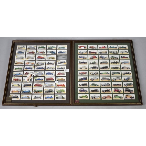 216 - Two Framed Part Sets of Players Cigarette Cards, Motorcars, 1936 and 1937