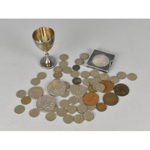 241 - A Small Collection of Plated and Copper Coinage together with an Silver Plated Ping Pong Trophy