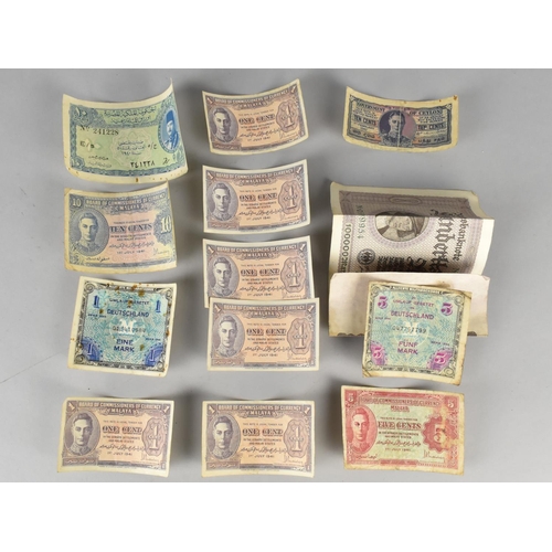 243 - A Collection of Various Vintage Bank Notes to Comprise Government of Ceylon Ten Cents, Board of Comm... 