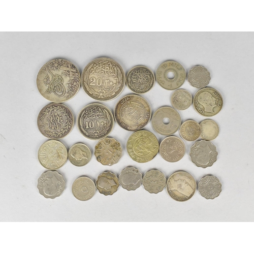 244 - A Collection of Middle Eastern Silver and Plated Coinage to Comprise Egypt Piastres etc