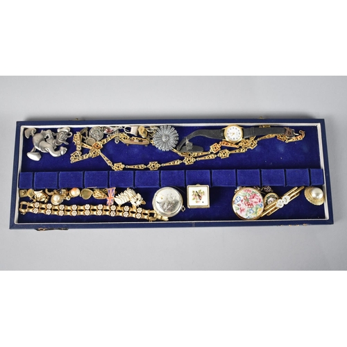 251 - A Collection of Various Costume Jewellery to Comprise Wrist Watch, Necklace, Brooches etc