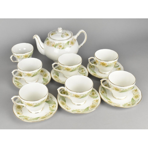 277 - A Duchess Greensleeves Tea Set to Comprise Teapot, Seven Cups and Six Saucers