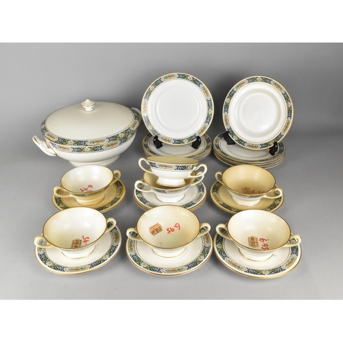 290 - A Royal Worcester Manor House Soup Set for Seven Together with Ten Side Plates and a Lidded Tureen