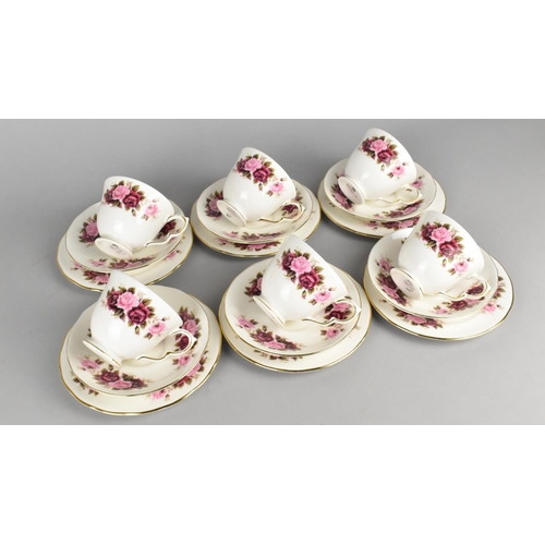 291 - A Colclough Queen Anne Rose Pattern Tea Set to Comprise Six Cups, Saucers and Side Plates