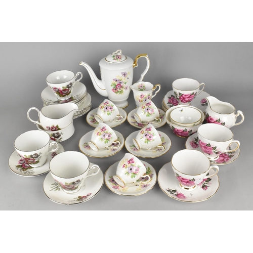 302 - A Collection of Various Rose Pattern Tea and Coffee Wares to Comprise Henley Royal Stafford, Colclou... 