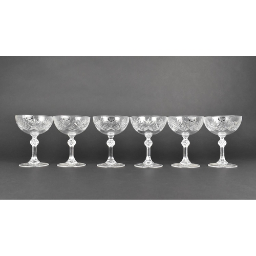 309 - A Set of Six Wordsley Crystal Hand Cut Champagne Coups