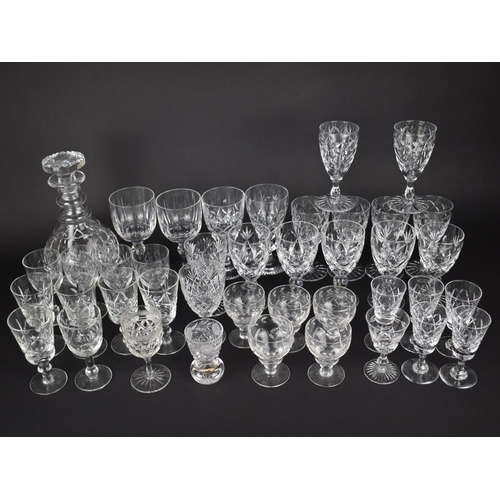 310 - A Collection of Various Cut Glass to Comprise Mallet Decanter, Wines, Sherries etc