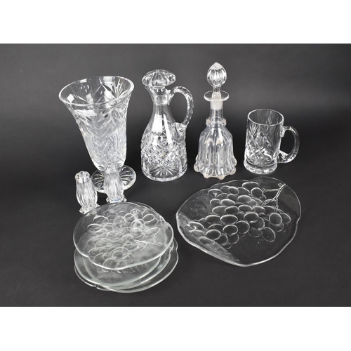 317 - A Collection of Various Glass to Comprise Boda Glass Fruit Set, Cut Glass Decanter Jug, Pedestal Vas... 