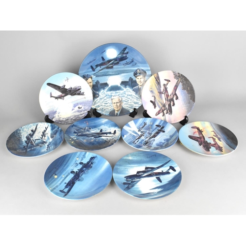 332 - A Set of Eight Royal Worcester Series Plates, Wilfred Hardy's The Dambuster Together with a Larger E... 