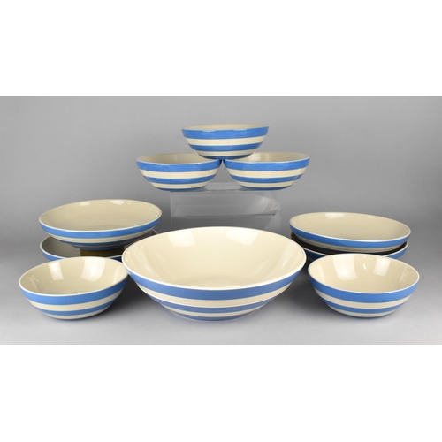 333 - A Collection of T.G Green Cornishware Bowls to Comprise Large Bowl, Four Pasta Bowls and Four Cereal... 