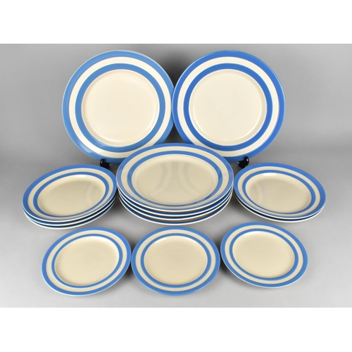 334 - A Collection of T.G Green Cornishware Plates to Comprise Two Serving Plates, Four Large Plates, Five... 