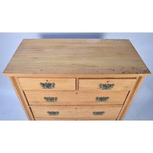 469 - An Early 20th Century Pine Chest of Two Short and Three Long Drawers, with Brass Drop Handles, 103.5... 