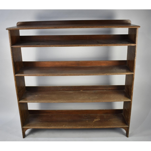 473 - An Early 20th Century Oak Open Front and Gallery Backed Bookshelf, 140x33x145cm high