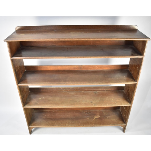 473 - An Early 20th Century Oak Open Front and Gallery Backed Bookshelf, 140x33x145cm high