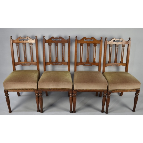 478 - A Set of Four Early 20th Century Oak Framed Dining Chairs