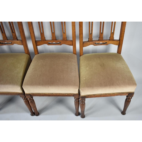 478 - A Set of Four Early 20th Century Oak Framed Dining Chairs