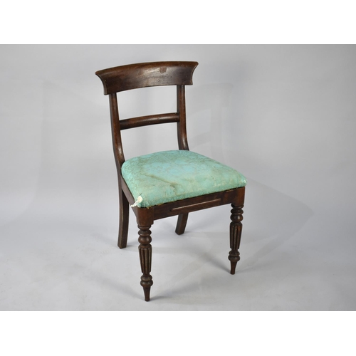 494 - A Victorian Mahogany Dining Chair on Turned Reeded Supports