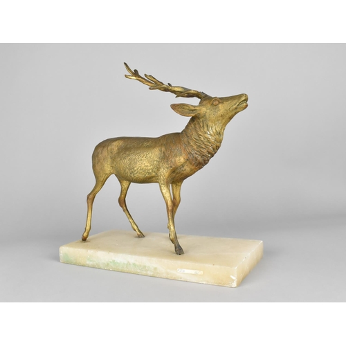 58 - A Bronze Effect Study of a Stag Set on Marble Effect Base, 28cms Wide