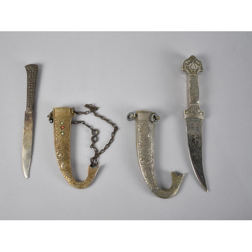 66 - Two Souvenir Indian Curved Blade Daggers, One having Unrelated Scabbard