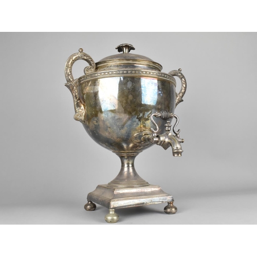 69 - A Late Victorian/Edwardian Silver Plated two handled Samovar with internal Centre Warming Tube, Squa... 