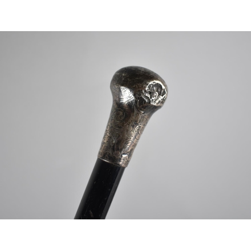 83 - Two Vintage Ebonised Walking Stick, One with Silver Top, The Other with Horn Handle