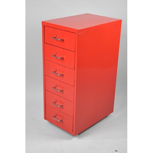 85 - A Modern Metal Six Drawer Chest, 28cms Wide and 69cm High