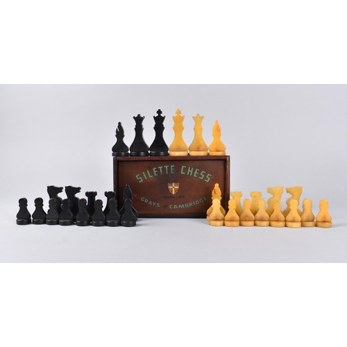 91 - An Art Deco Silette Catalin Bakelite Chess Set by Grays of Cambridge, C.1930 with Original Box, Comp... 