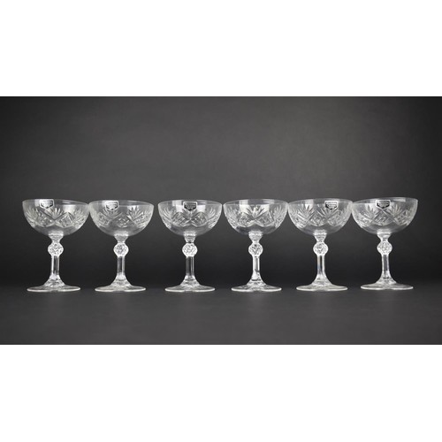 309 - A Set of Six Wordsley Crystal Hand Cut Champagne Coups