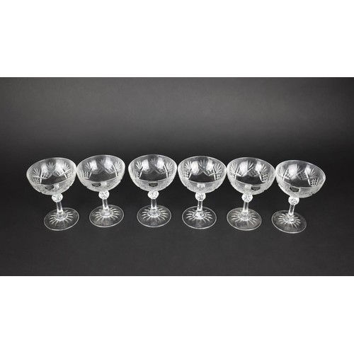 309 - A Set of Six Wordsley Crystal Hand Cut Champagne Coups