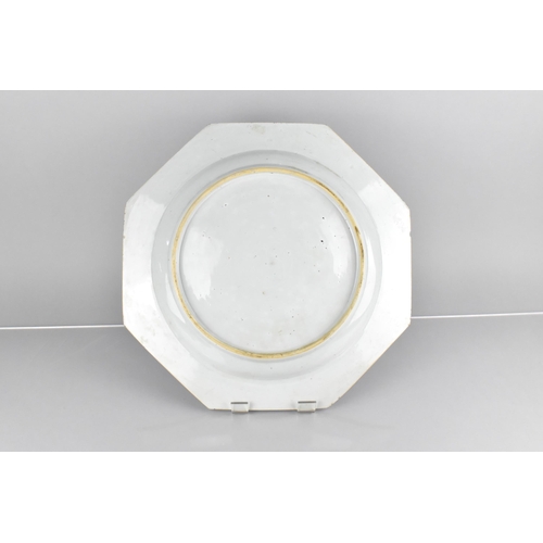 424 - A Chinese Qing Dynasty Porcelain Blue and White Octagonal Plate Doctarted with Exterior Landscape Sc... 