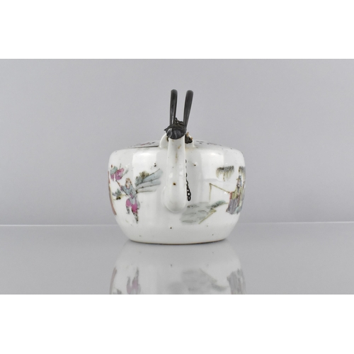 402 - A Chinese Qing Dynasty Porcelain Teapot of Squat Form  Decorated in the Famille Rose Palette with Fi... 
