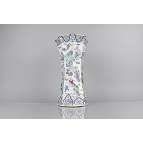 401 - A Chinese Qing Dynasty Porcelain Vase of Flared Octagonal Form Decorated in the Famille Palette Deta... 