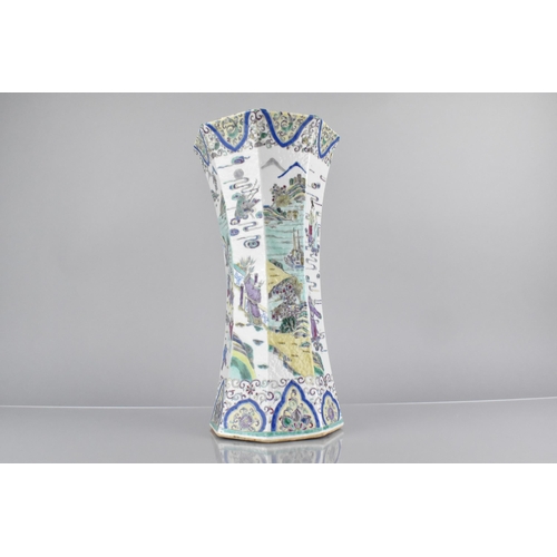 401 - A Chinese Qing Dynasty Porcelain Vase of Flared Octagonal Form Decorated in the Famille Palette Deta... 