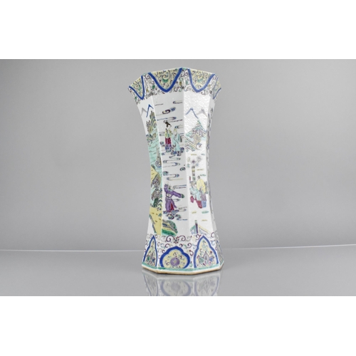 401 - A Chinese Qing Dynasty Porcelain Vase of Flared Octagonal Form Decorated in the Famille Palette Deta... 