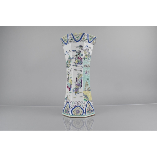 401 - A Chinese Qing Dynasty Porcelain Vase of Flared Octagonal Form Decorated in the Famille Palette Deta... 