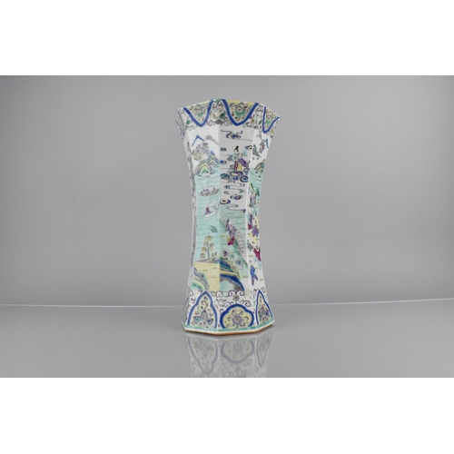 401 - A Chinese Qing Dynasty Porcelain Vase of Flared Octagonal Form Decorated in the Famille Palette Deta... 