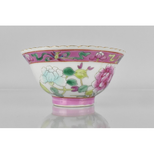 Antique Chinese Bowl Pink Porcelain Nyonya Peranakan Famille Rose. top